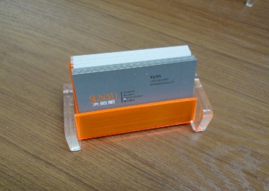 橙色亞克力名片座 有機玻璃桌面名片盒名片夾