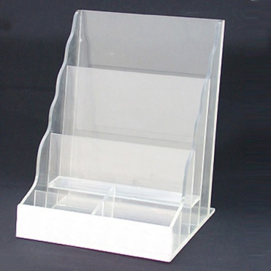 塑料宣傳資料陳列展示架多層水晶資料架白色亞克力A4辦公桌面